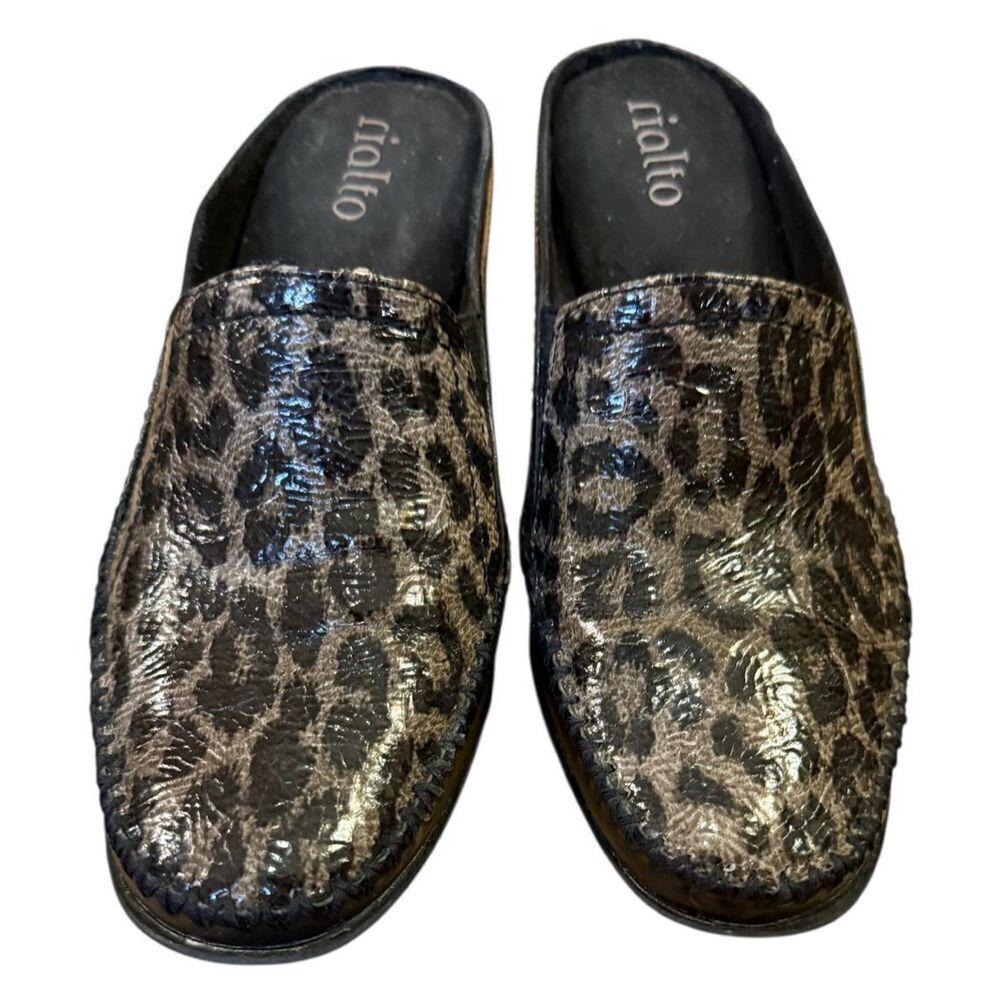 Rialto Women’s Mules Chunky Heel Slip On Sz. 7.5 Animal Print